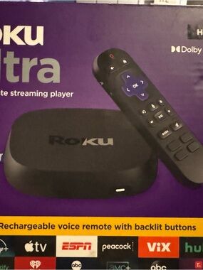 Roku Ultra 4K Streaming Player in Black and Purple Accents